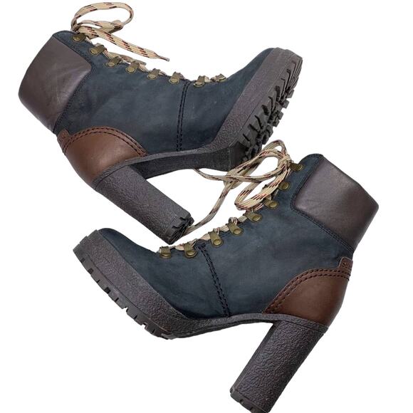 See By Chloe Eileen Lug Sole High Heel Lace Up Suede Leather Ankle Boot Black 36 - Picture 2 of 13